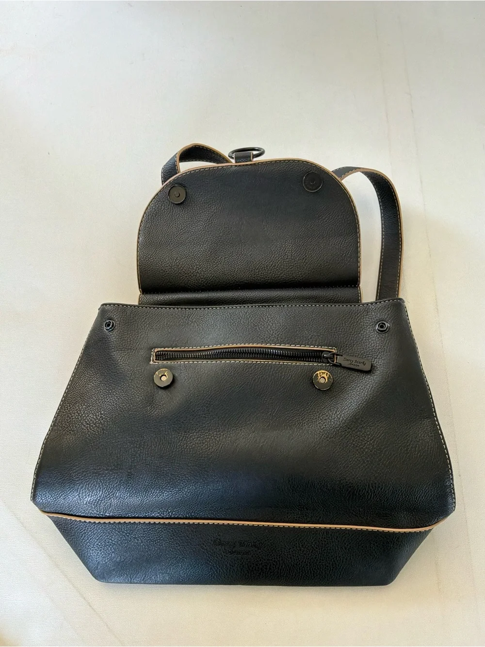 Darcy Marks London Black Faux Leather Satchel Shoulder Bag